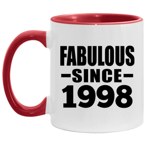 26th Birthday Fabulous Since 1998 - 11oz Accent Mug Red