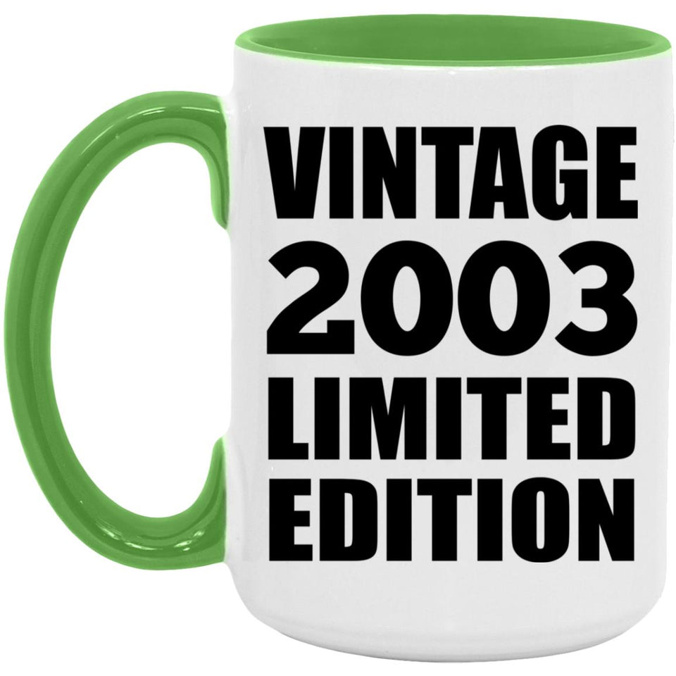 21st Birthday Vintage 2003 Limited Edition - 15oz Accent Mug Green
