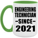 Engineering Technician Since 2021 - 15oz Accent Mug Green