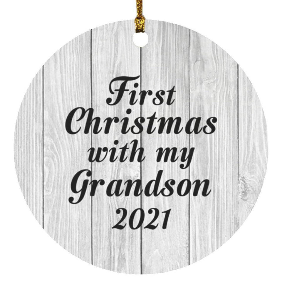 First Christmas With My Grandson 2021 - Circle Ornament F