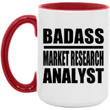 Badass Market Research Analyst - 15oz Accent Mug Red