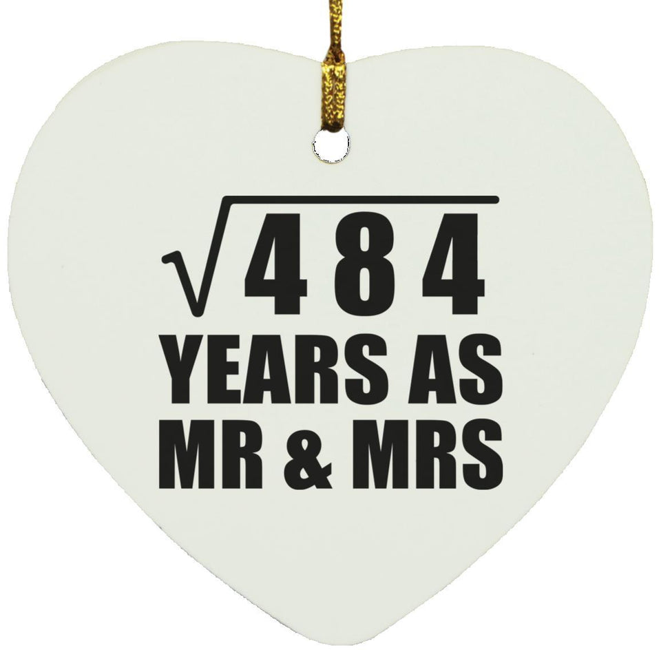 22nd Anniversary Square Root of 484 Years As Mr & Mrs - Heart Ornament