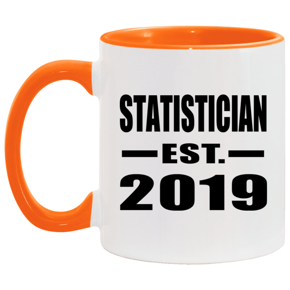 Statistician Established EST. 2019 - 11oz Accent Mug Orange