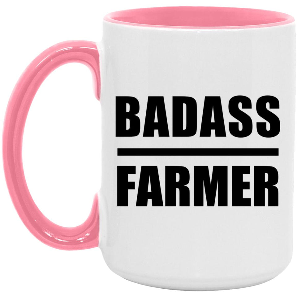 Badass Farmer - 15oz Accent Mug Pink