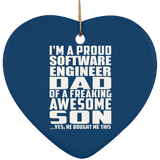 Proud Software Engineer Dad Of Awesome Son - Heart Ornament