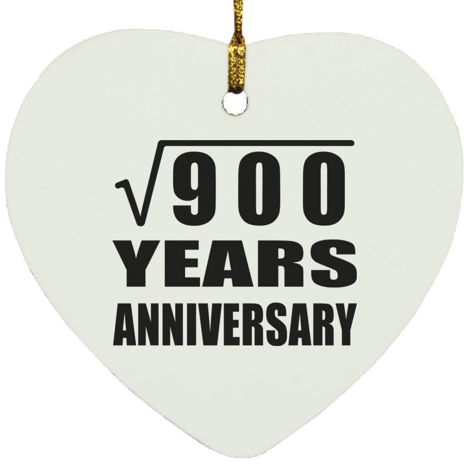 30th Anniversary Square Root of 900 Years Anniversary - Heart Ornament