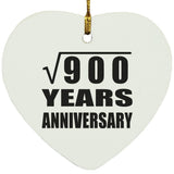 30th Anniversary Square Root of 900 Years Anniversary - Heart Ornament