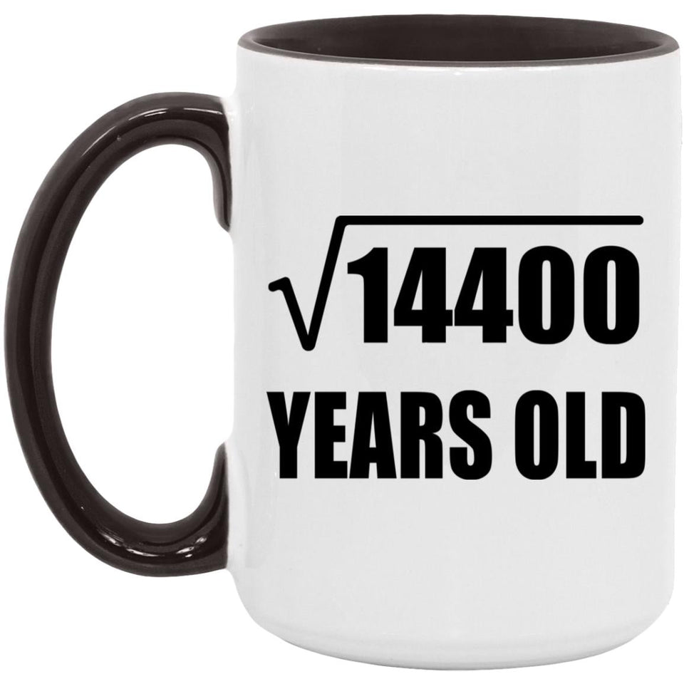 120th Birthday Square Root of 14400 Years Old - 15oz Accent Mug Black