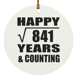 Happy 29th Anniversary Square Root of 841 Years & Counting - Circle Ornament