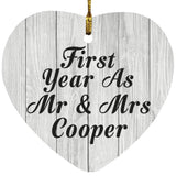 First Year As Mr & Mrs Cooper - Heart Ornament F