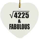 65th Birthday Square Root of 4225 & Fabulous - Heart Ornament