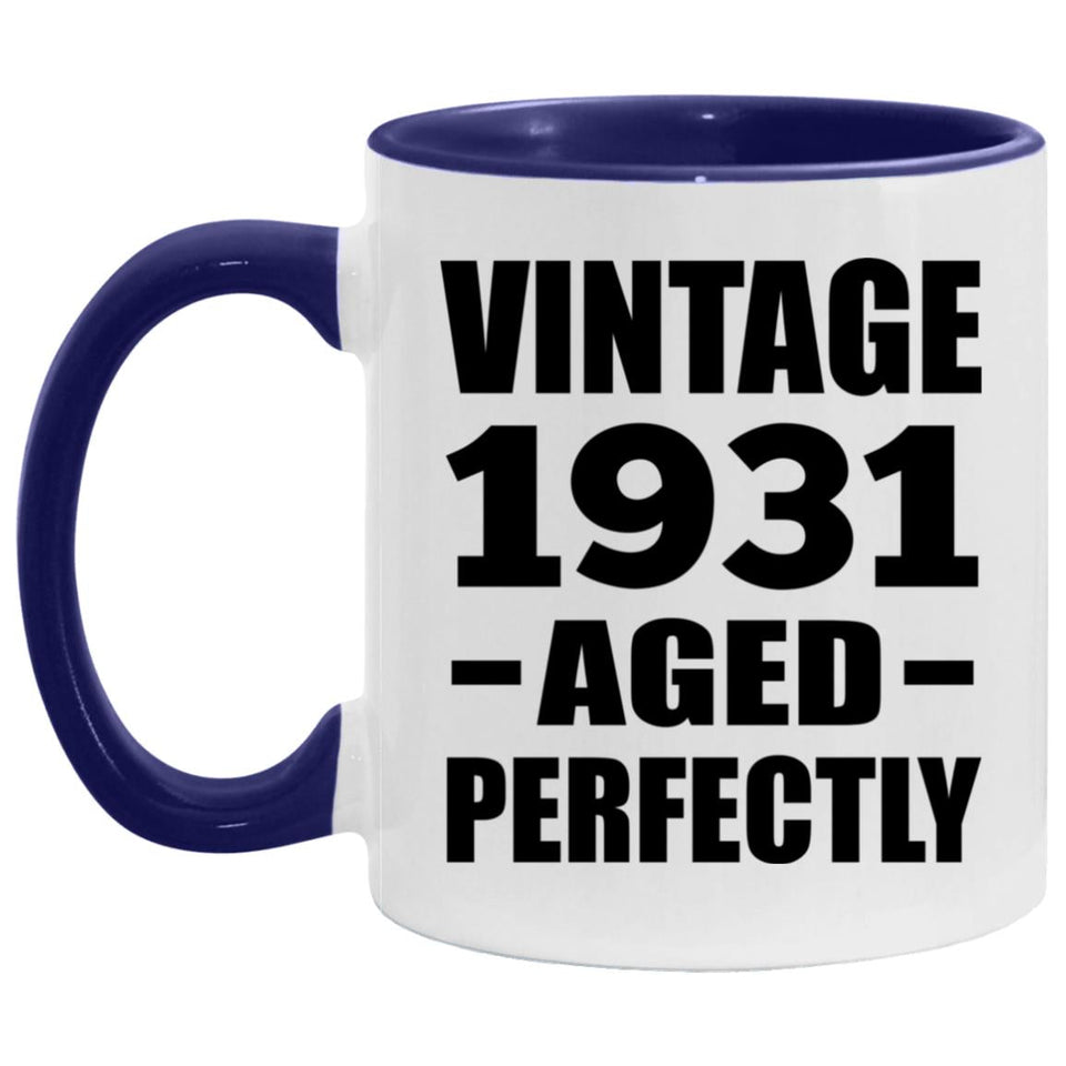 93rd Birthday Vintage 1931 Aged Perfectly - 11oz Accent Mug Purple