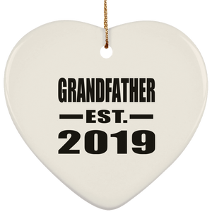 Grandfather Established EST. 2019 - Heart Ornament