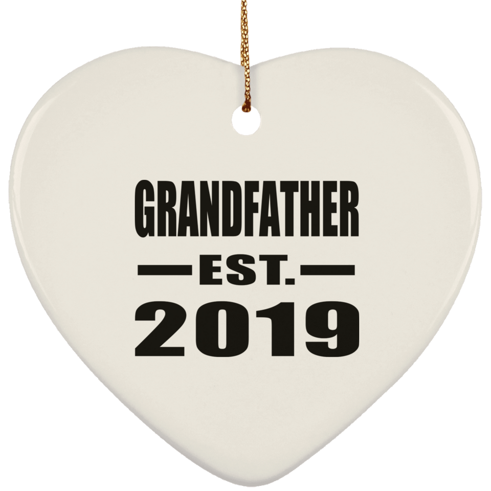 Grandfather Established EST. 2019 - Heart Ornament