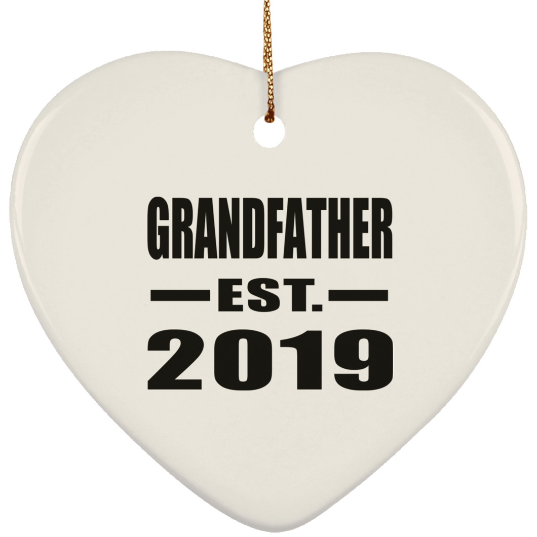 Grandfather Established EST. 2019 - Heart Ornament