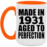 93rd Birthday Made In 1931 Aged to Perfection - 15oz Accent Mug Orange