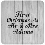 First Christmas As Mr & Mrs Adams - Drink Coaster F
