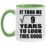 3rd Birthday Took Square Root of 9 Years To Look Good - 11oz Accent Mug Green