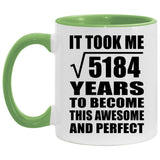 72nd Birthday Took Square Root of 5184 Years To Awesome - 11oz Accent Mug Green