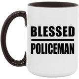 Blessed Policeman - 15oz Accent Mug Black