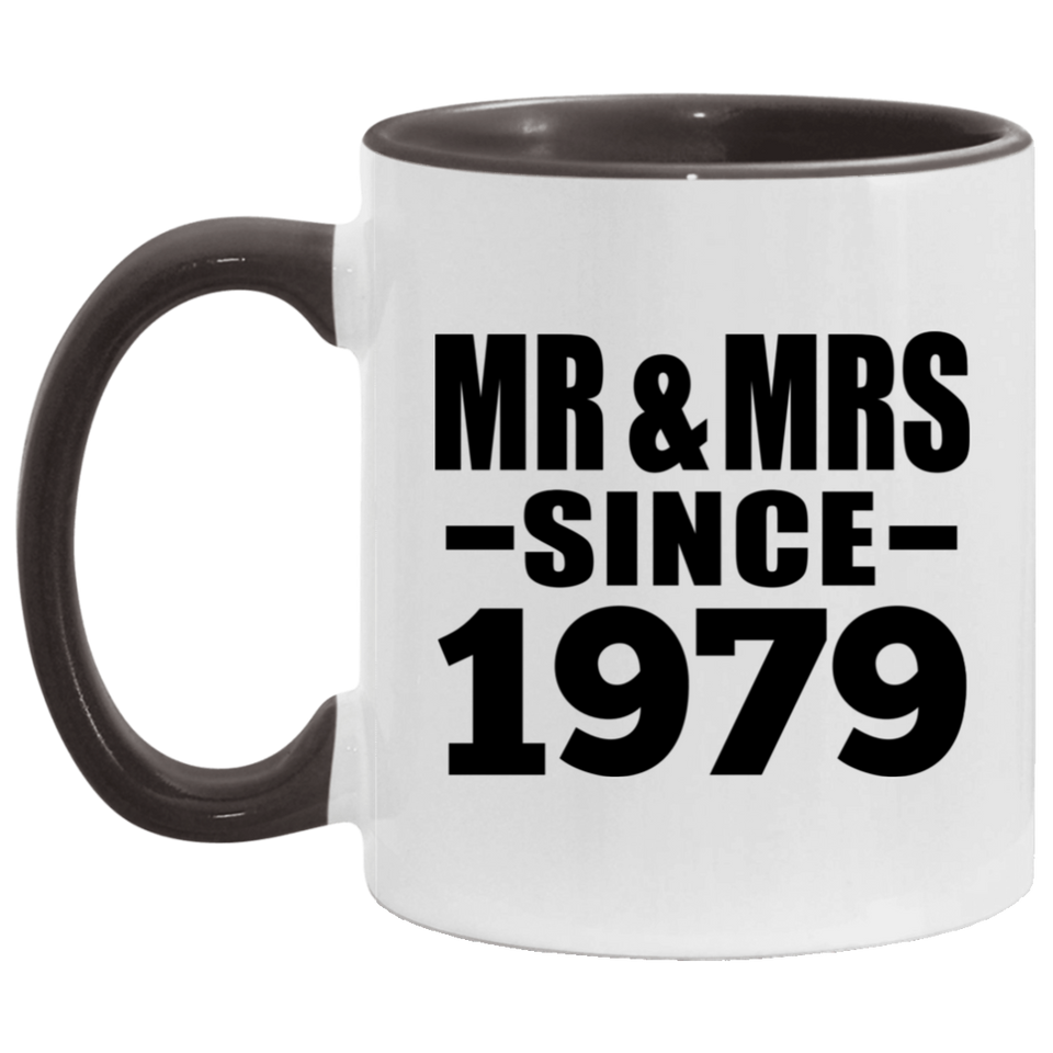 45th Anniversary Mr & Mrs Since 1979 - 11oz Accent Mug Black
