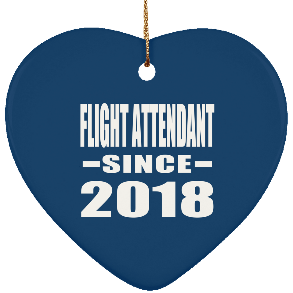 Flight Attendant Since 2018 - Heart Ornament