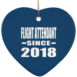 Flight Attendant Since 2018 - Heart Ornament