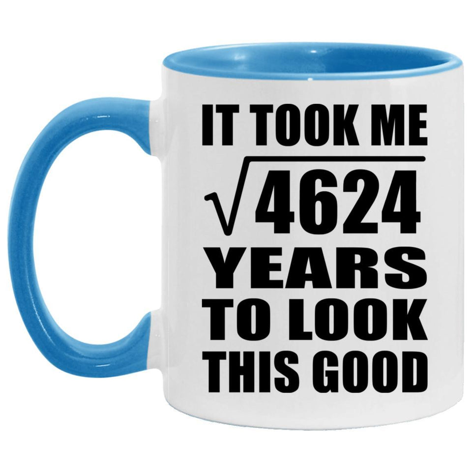 68th Birthday Took Square Root of 4624 Years To Look Good - 11oz Accent Mug Blue