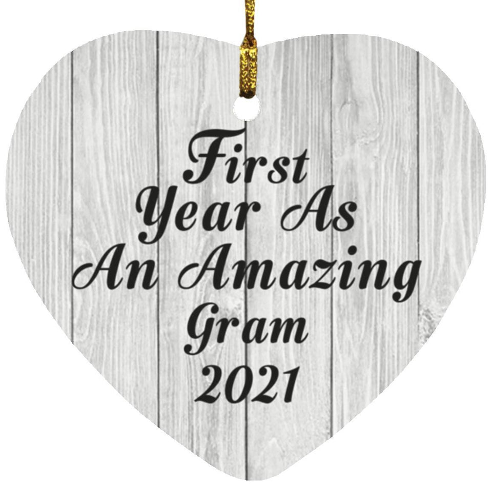 First Year As An Amazing Gram 2021 - Heart Ornament F