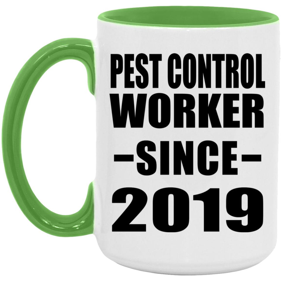 Pest Control Worker Since 2019 - 15oz Accent Mug Green
