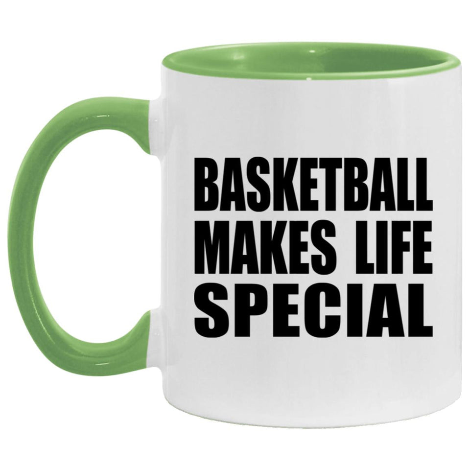 Basketball Makes Life Special - 11oz Accent Mug Green