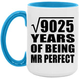 95th Anniversary Square Root of 9025 Years of Mr Perfect - 15oz Accent Mug Blue