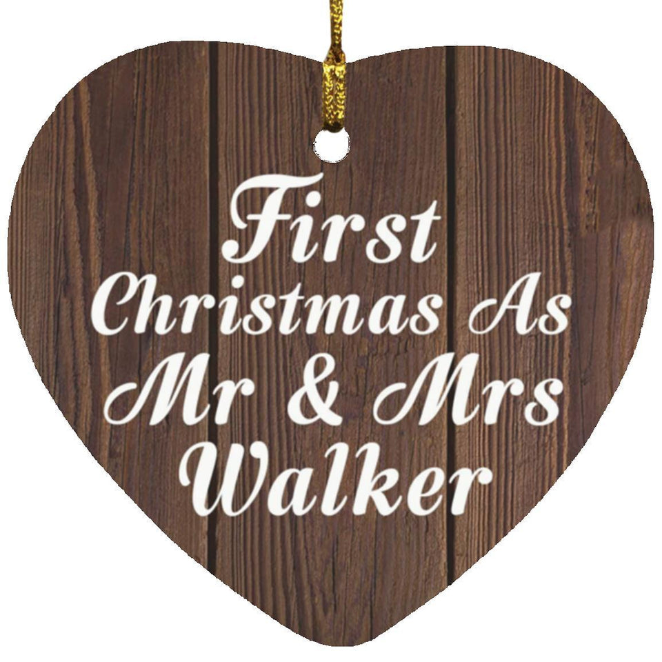 First Christmas As Mr & Mrs Walker - Heart Ornament D