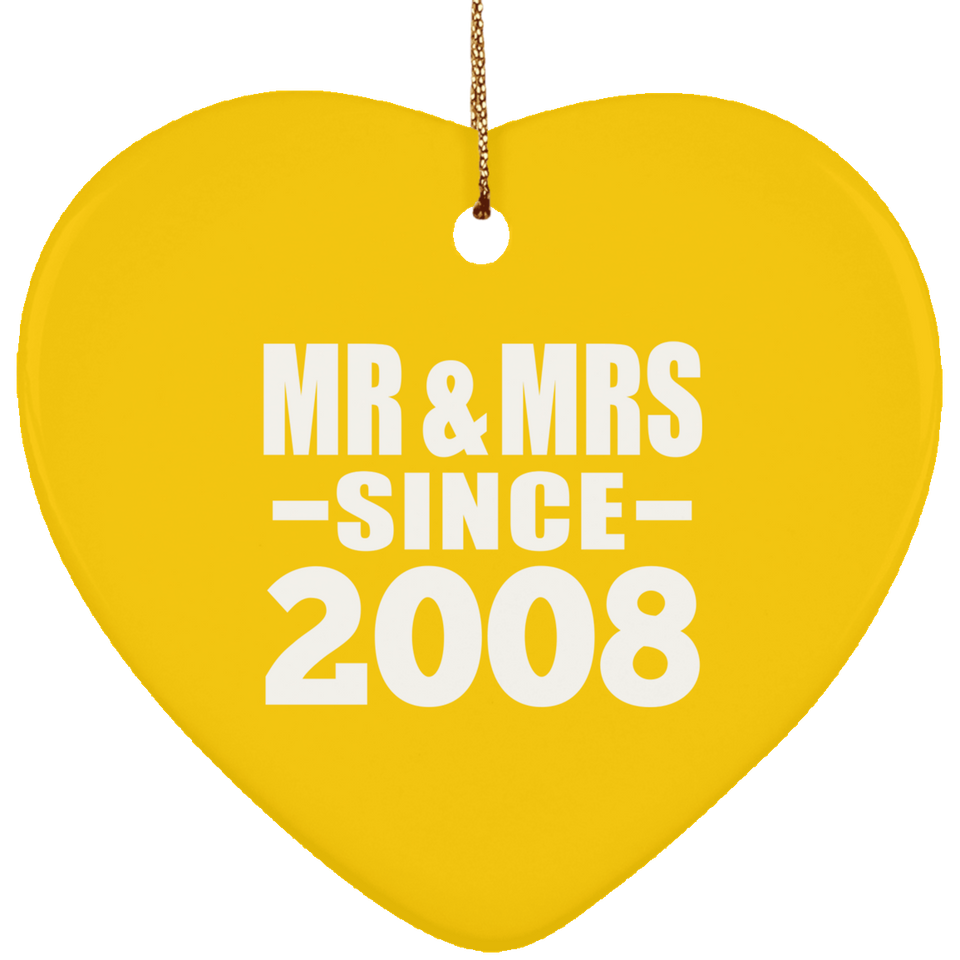 16th Anniversary Mr & Mrs Since 2008 - Heart Ornament