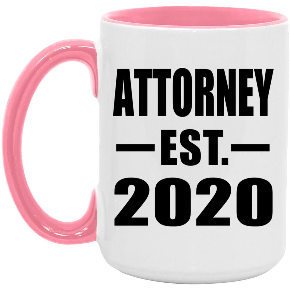 Attorney Established EST. 2020 - 15oz Accent Mug Pink