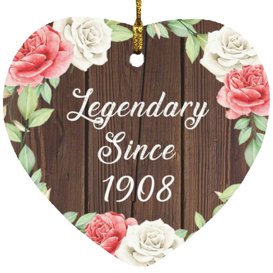 116th Birthday Legendary Since 1908 - Heart Ornament A