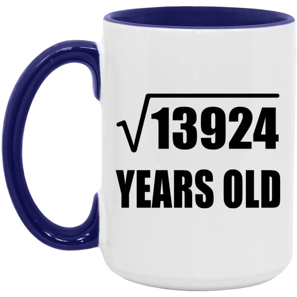 118th Birthday Square Root of 13924 Years Old - 15oz Accent Mug Purple