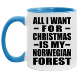 All I Want For Christmas Is My Norwegian Forest - 11oz Accent Mug Blue