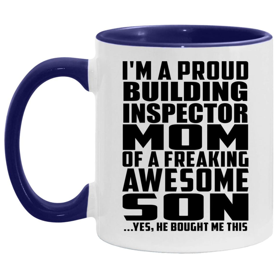 Proud Building Inspector Mom Of Awesome Son - 11oz Accent Mug Purple