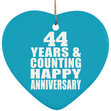 Happy 44th Anniversary 44 Years & Counting - Heart Ornament