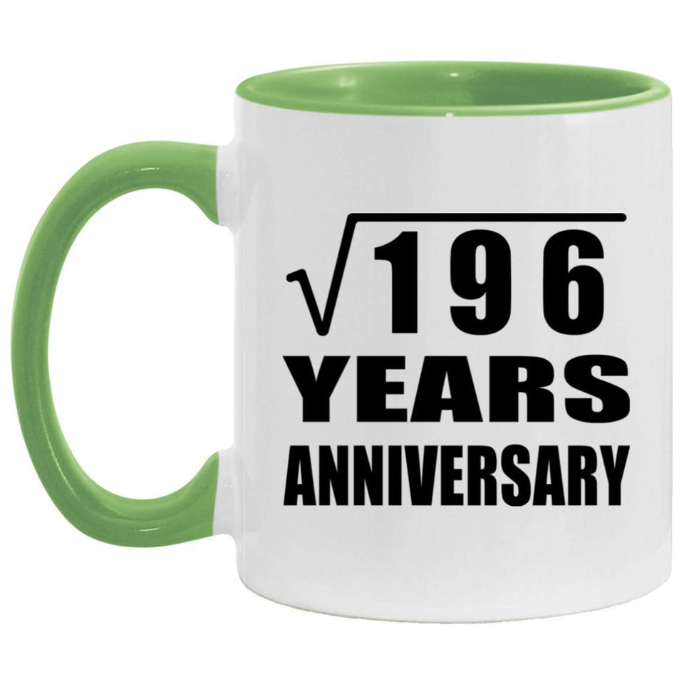 14th Anniversary Square Root of 196 Years Anniversary - 11oz Accent Mug Green