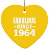 60th Birthday Fabulous Since 1964 - Heart Ornament