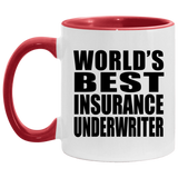 World's Best Insurance Underwriter - 11oz Accent Mug Red