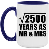 50th Anniversary Square Root of 2500 Years As Mr & Mrs - 15oz Accent Mug Purple