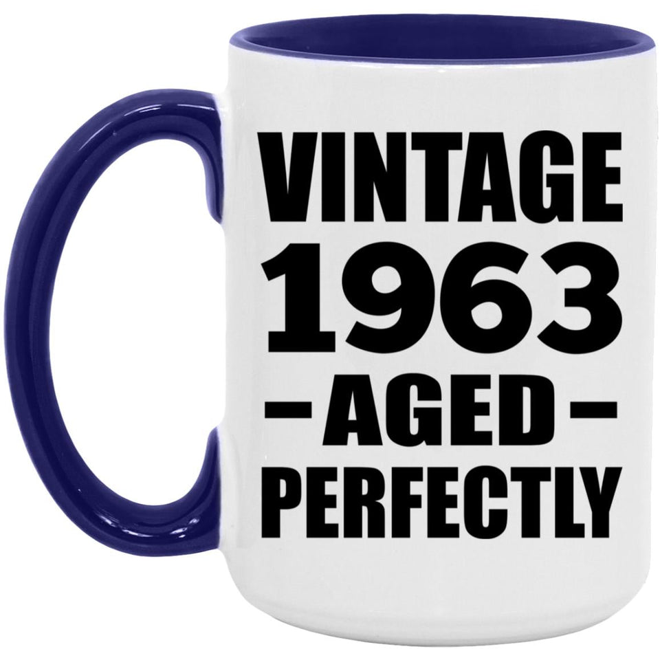 61st Birthday Vintage 1963 Aged Perfectly - 15oz Accent Mug Purple