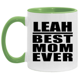 Leah Best Mom Ever - 11oz Accent Mug Green