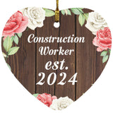 Construction Worker Established Est. 2024 - Heart Ornament A