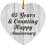 Happy 65th Anniversary 65 Years & Counting - Heart Ornament F