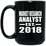 Market Research Analyst Established EST. 2018 - 15 Oz Coffee Mug Black