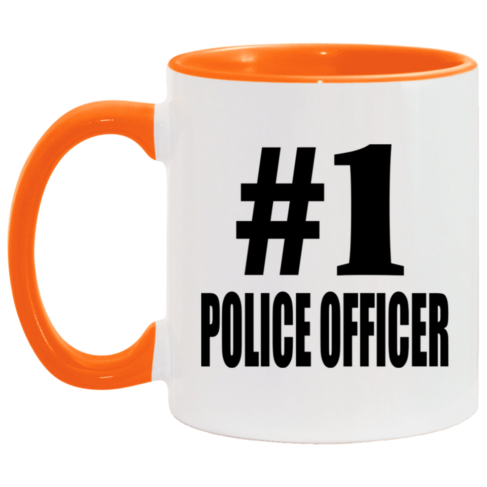 Number One #1 Police Officer - 11oz Accent Mug Orange